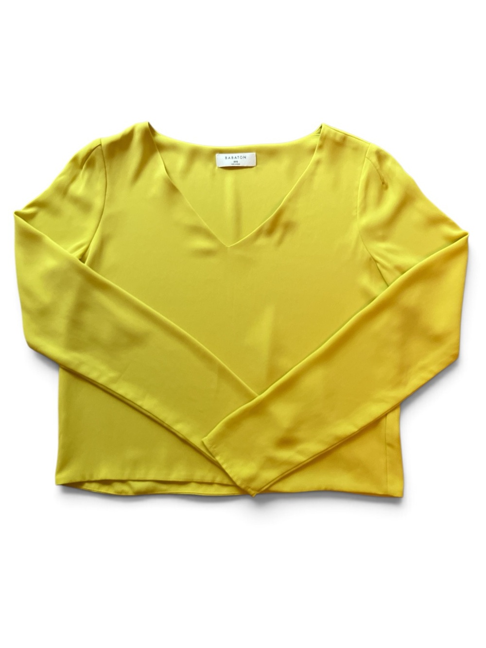 Babaton Yellow V-Neck Long Sleeve Top